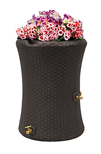 Good Ideas IMP-N50-DBR Impressions Nantucket Rain Saver Rain Barrel. 50 Gallon. Dark Brown