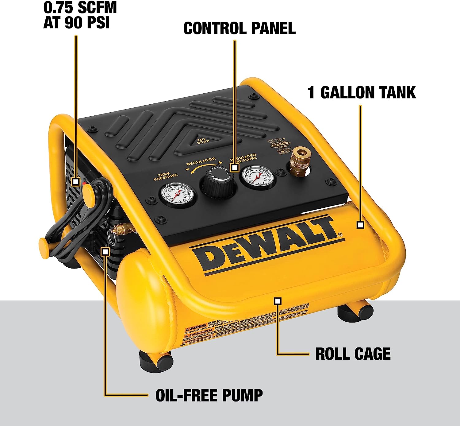 DEWALT Air Compressor. 135-PSI Max. 1 Gallon Tank. 2.6 Amp (D55140)