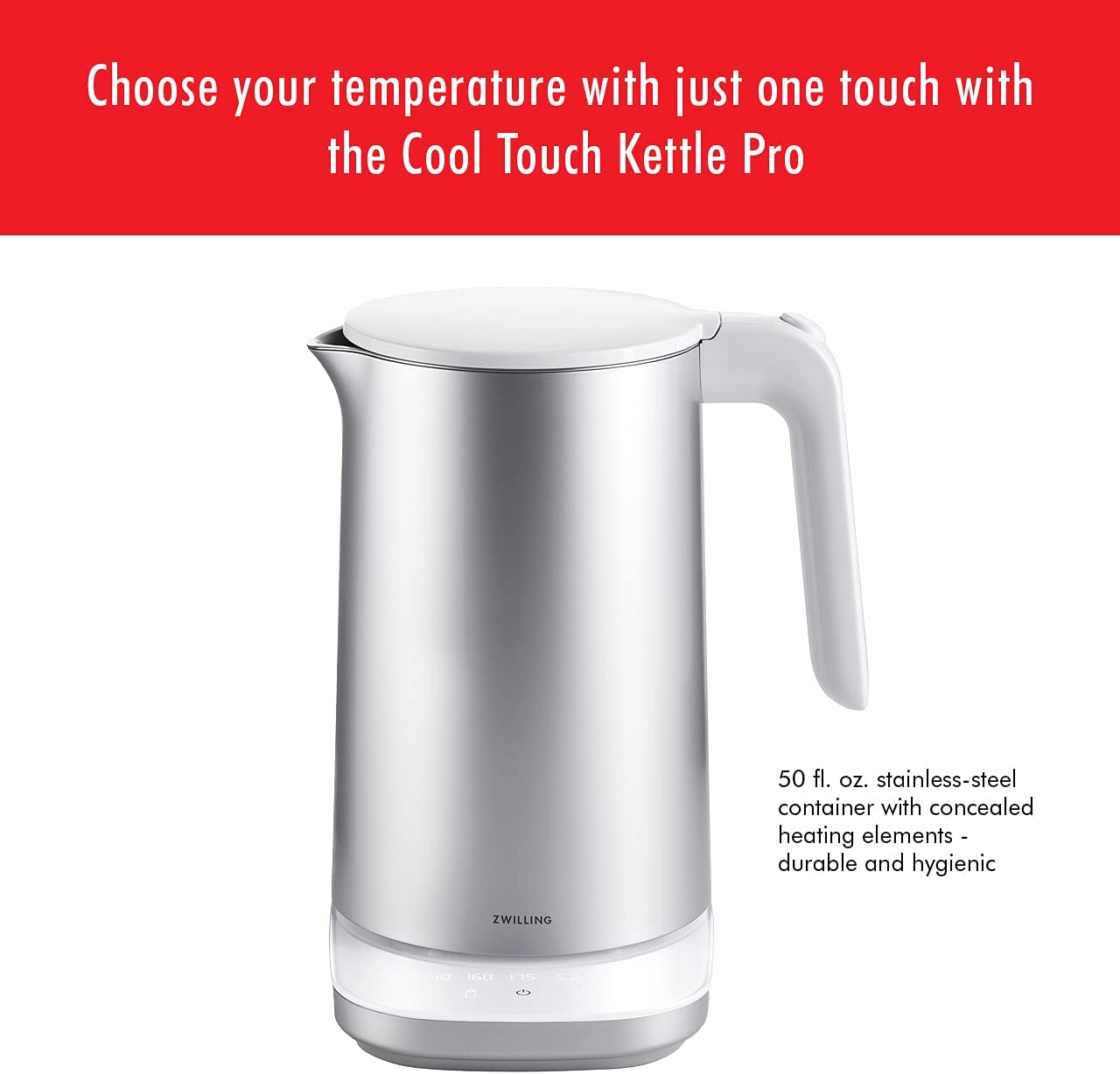 Zwilling  Enfinigy Kettle Pro Cool-Touch Stainless Steel Exterior 6-Cup Corded Digital Electric Kettle