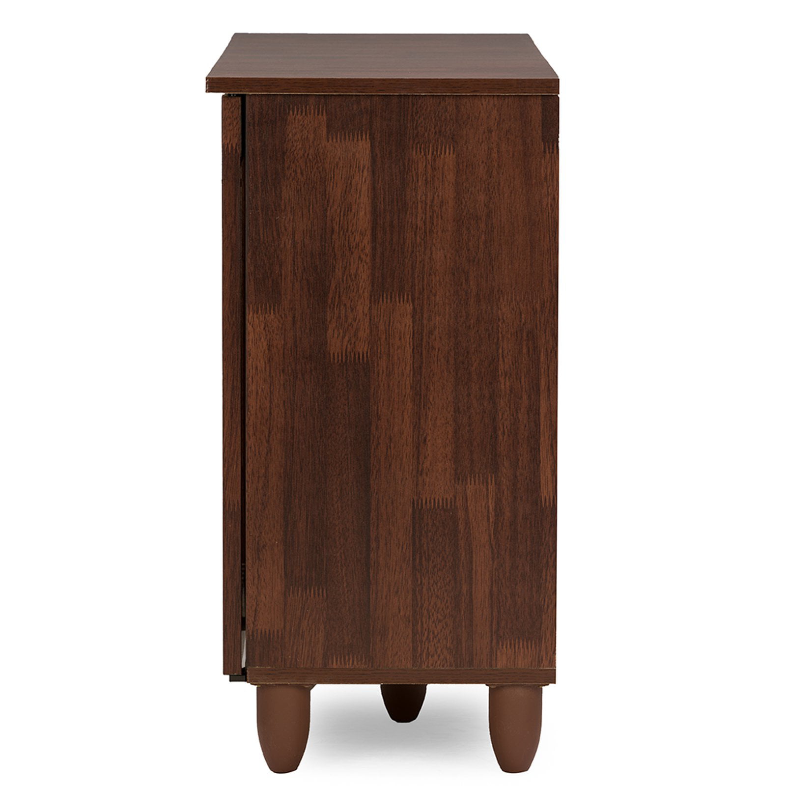 Baxton Studio Fernanda Modern and Contemporary 3-Door Oak Brown Wooden Entryway Shoes Storage Wide Cabinet