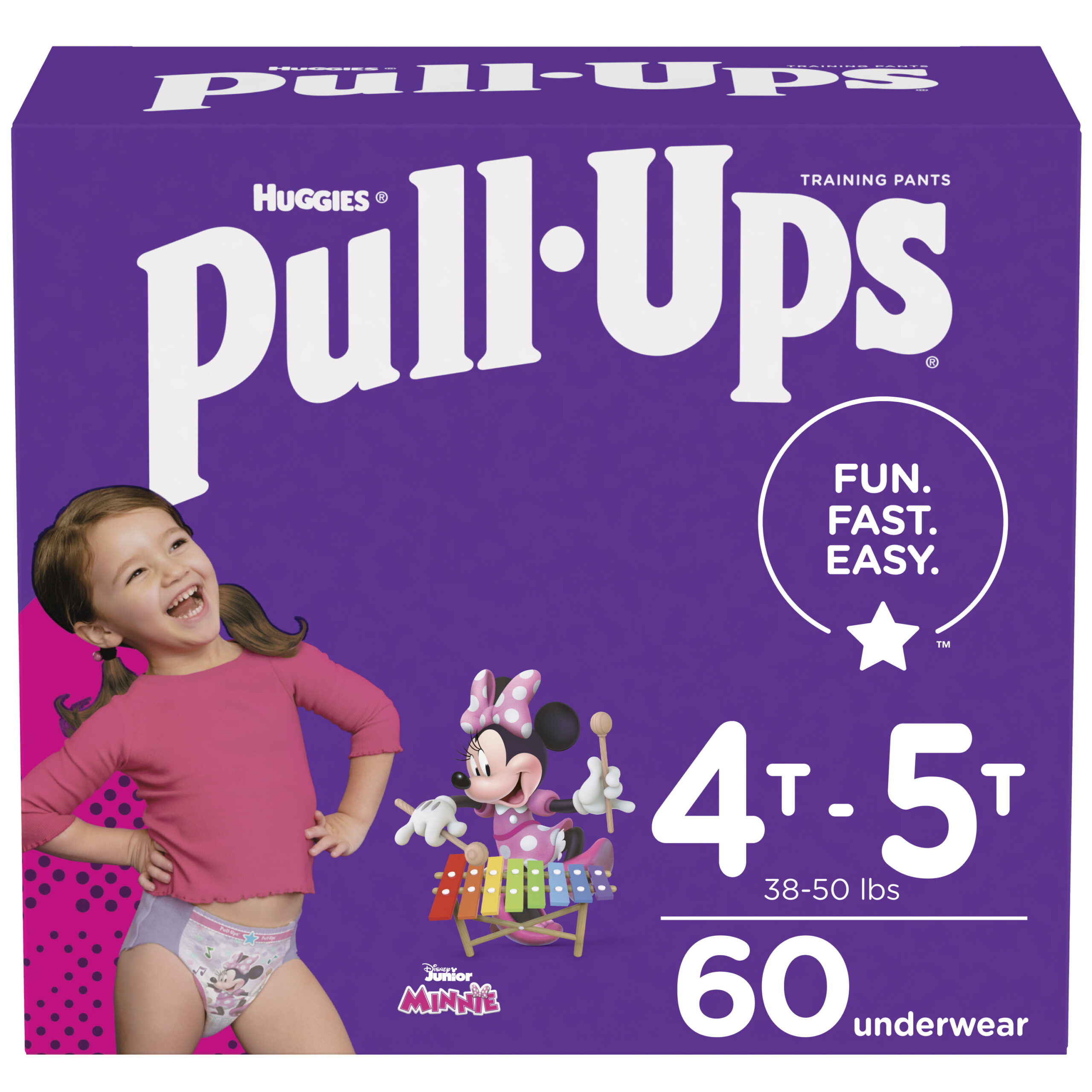 Huggies Pull-Ups Girls- Potty Training Pants. 60 Count. 4T-5T (38-50 lb.)