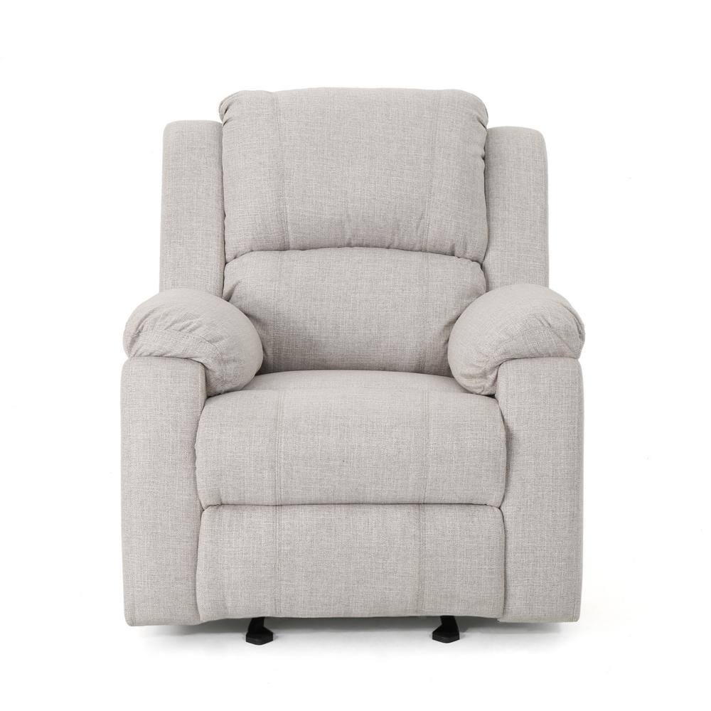 Noble House  Mozelle Classic Tufted Beige Polyester Recliner