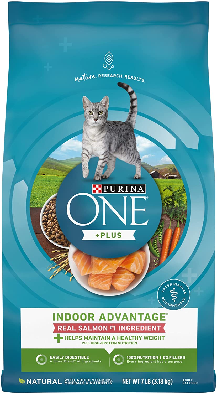 Purina ONE +Plus Indoor Advantage with Real Salmon. High Protein Dry Cat Food - 7 lb. Bag
