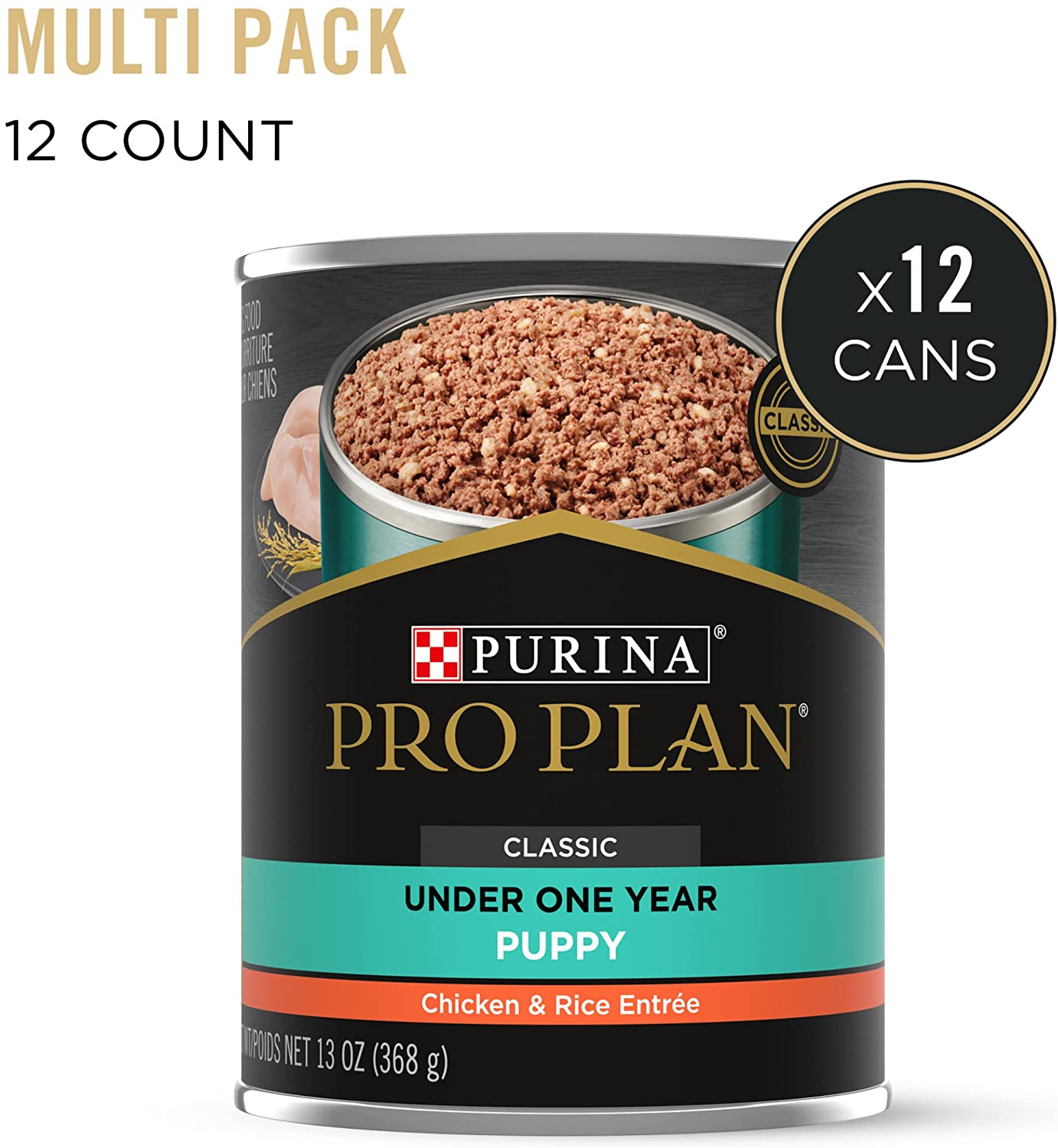 Purina Pro Plan (3810002773) Wet Dog Food. Focus. Puppy Chicken & Rice Entree Classic. 13-Ounce Can. Pack of 12