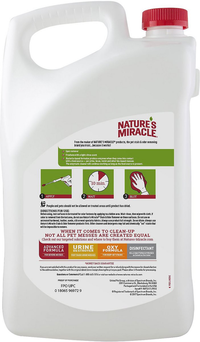Nature-s Miracle Dog Stain & Odor Remover Refill. 1.3-gallon bottle
