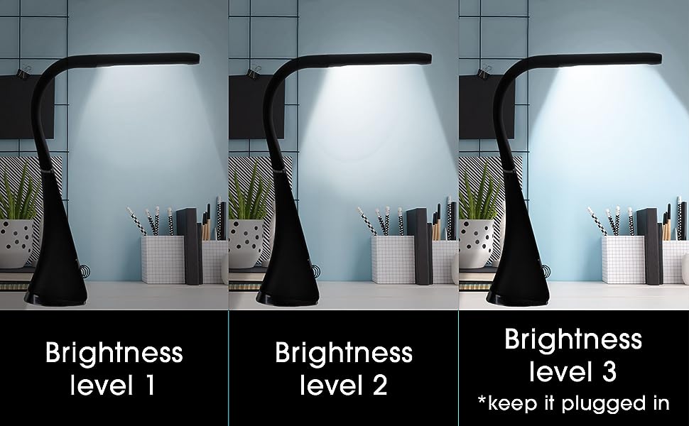 OttLite Recharge LED Desk Lamp with ClearSun LED Technology for Home. Reading. Office & College Dorms - Black