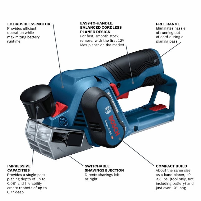 Bosch GHO12V-08N 2.2-in W 12-volt Handheld Planer