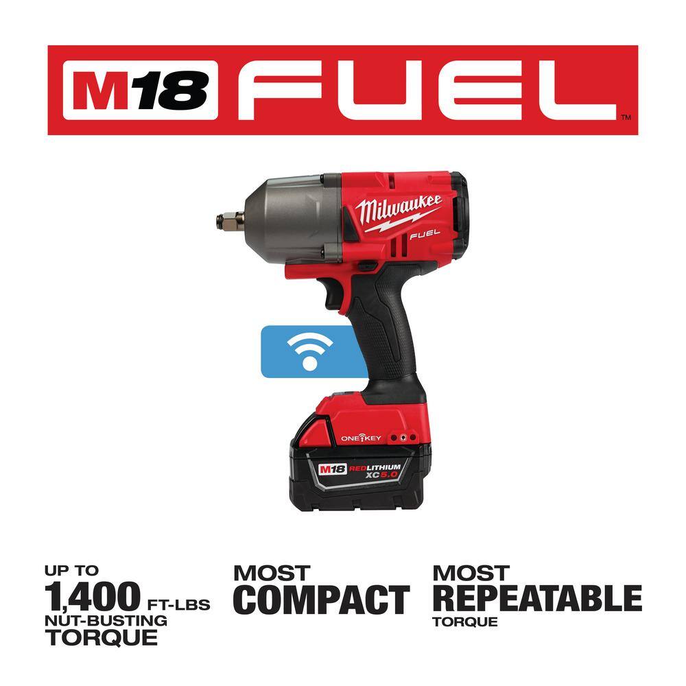 Milwaukee  M18 FUEL ONE-KEY 18V Lithium-Ion Brushless Cordless 1/2 in. Impact Wrench w/ Friction Ring. M18 5.0 Ah Battery