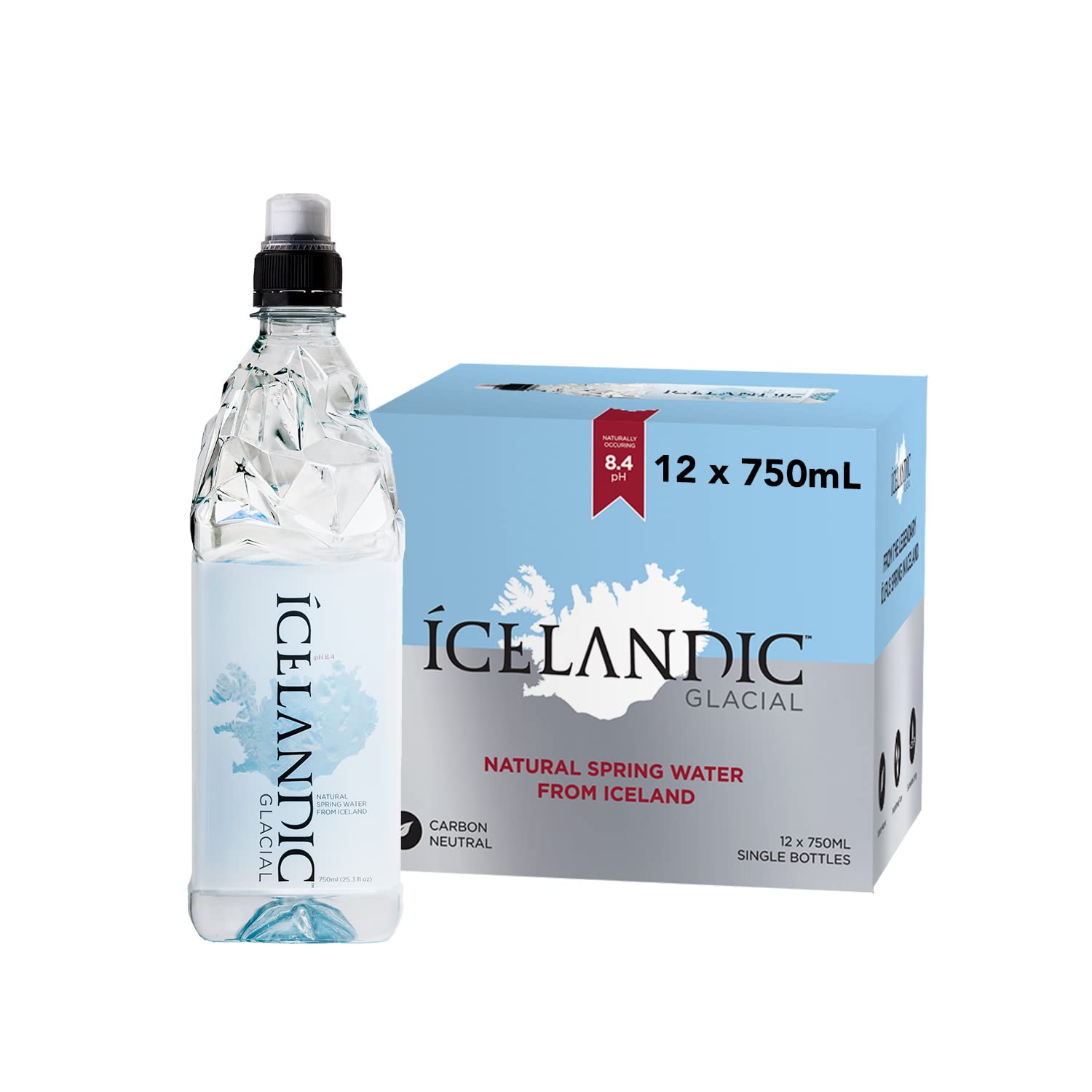 Icelandic Glacial Natural Spring Alkaline Water. 25.3 Fl Oz (Pack of 12)