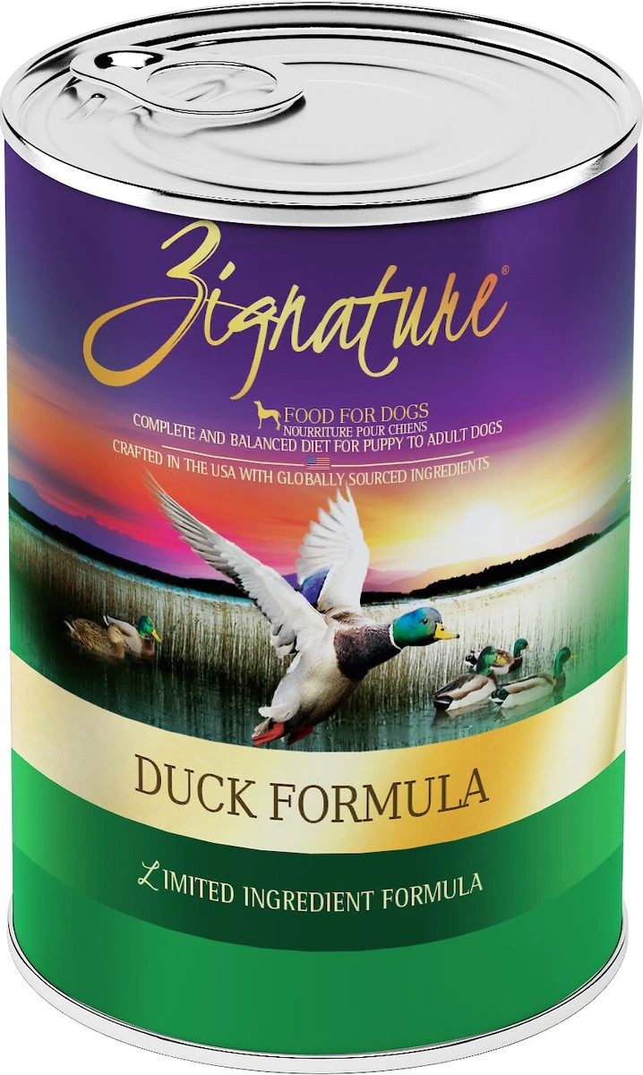 Zignature Duck Limited Ingredient Formula Grain-Free Canned Dog Food. 13-oz. case of 12
