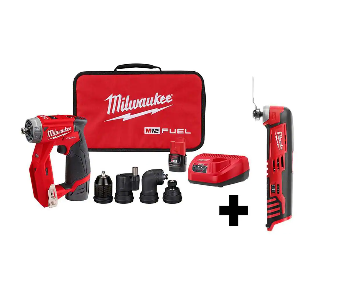 Milwaukee 2505-22-2426-20 M12 FUEL 12V Lithium-Ion Brushless Cordless 4-in-1 Installation 3/8 in. Drill Driver Kit with M12 Multi-Tool