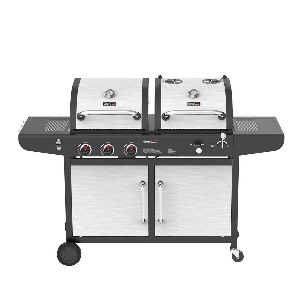 Royal Gourmet ZH3002SN 3-Burner Propane Gas and Charcoal Combo Grill in Black