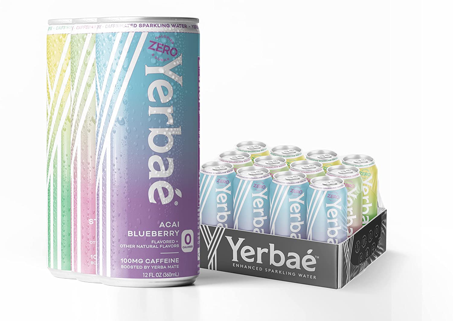 Yerbae Naturally Caffeinated Sparkling Energy Water. Variety 12 Pack of 12oz Cans. Variety 2