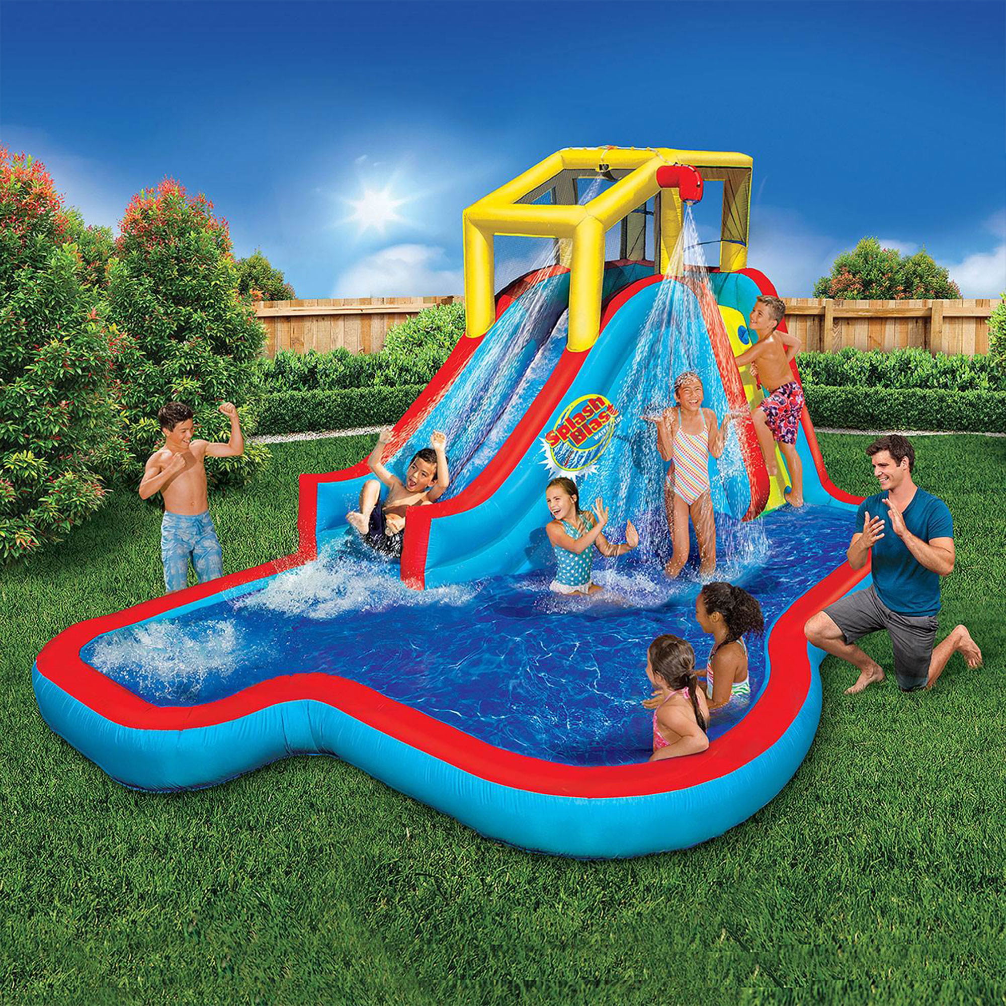 Banzai Slide N- Soak Inflatable Outdoor Kids Splash Pool Water Park