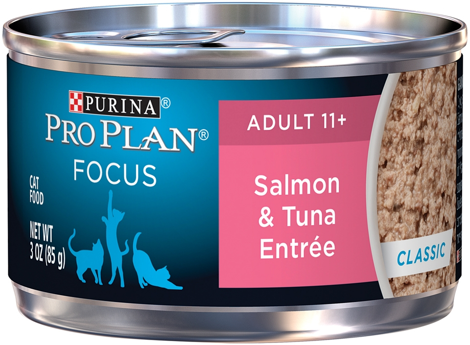 Purina Pro Plan Focus Senior Cat 11+ Salmon & Tuna Entree Canned Cat Food 3-oz case of 24