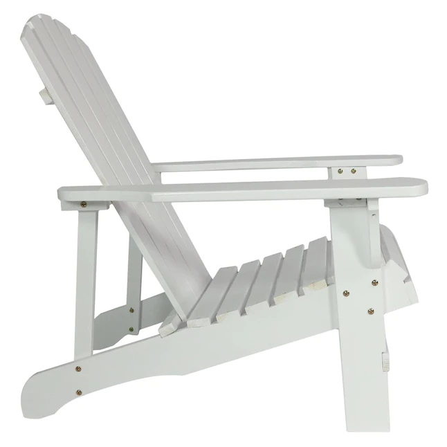 Sunnydaze Decor IEO-885 White Wood Frame Stationary Adirondack Chair(s) with Solid Seat