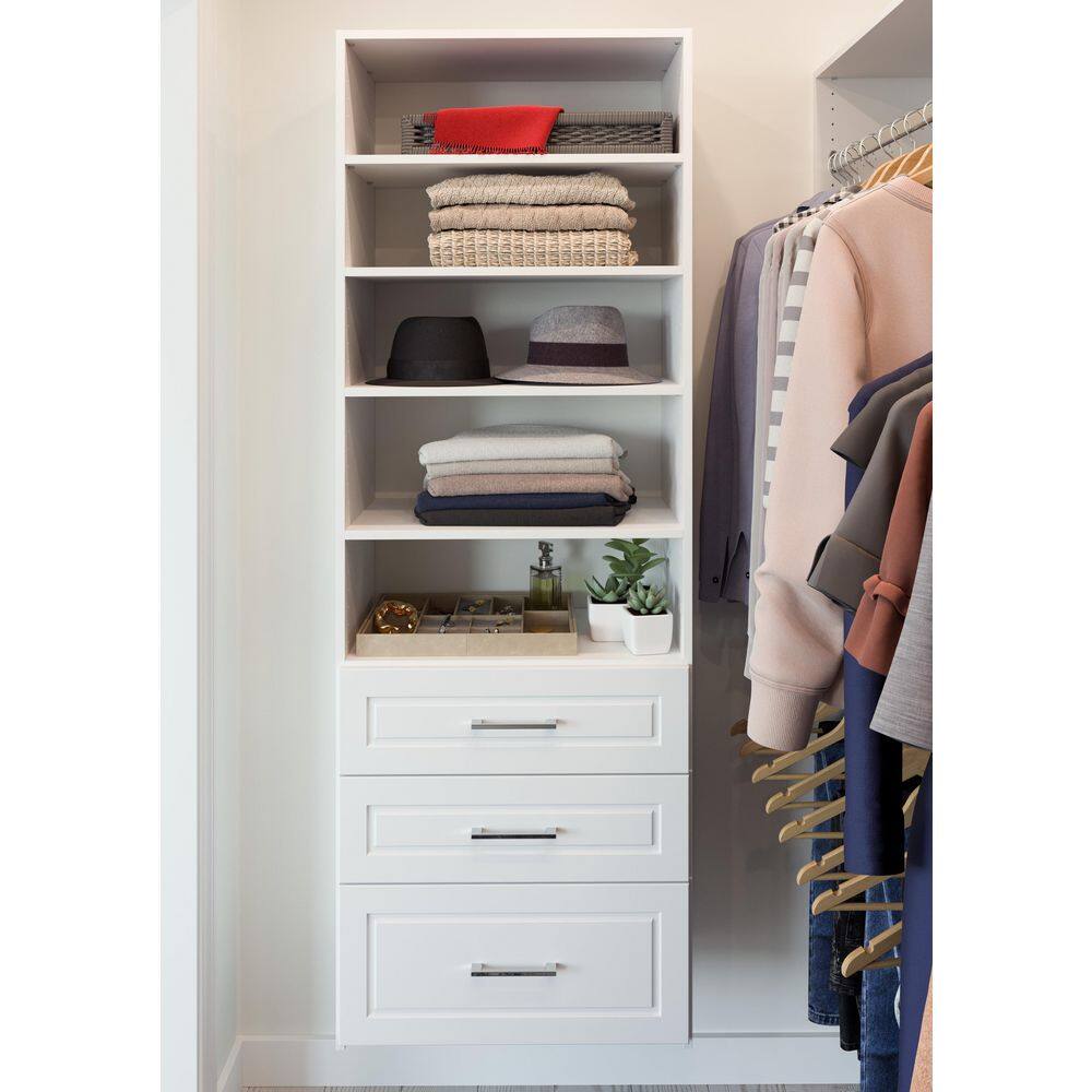 Closet Evolution WH66 Modern Raised Premier 25 in. W White Wood Closet System