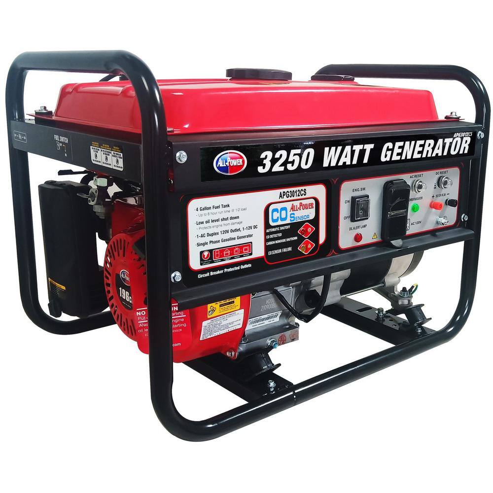 All Power APG3012CS 2500-Watt Manual Start Gasoline Powered Portable Generator With Auto CO Shutoff