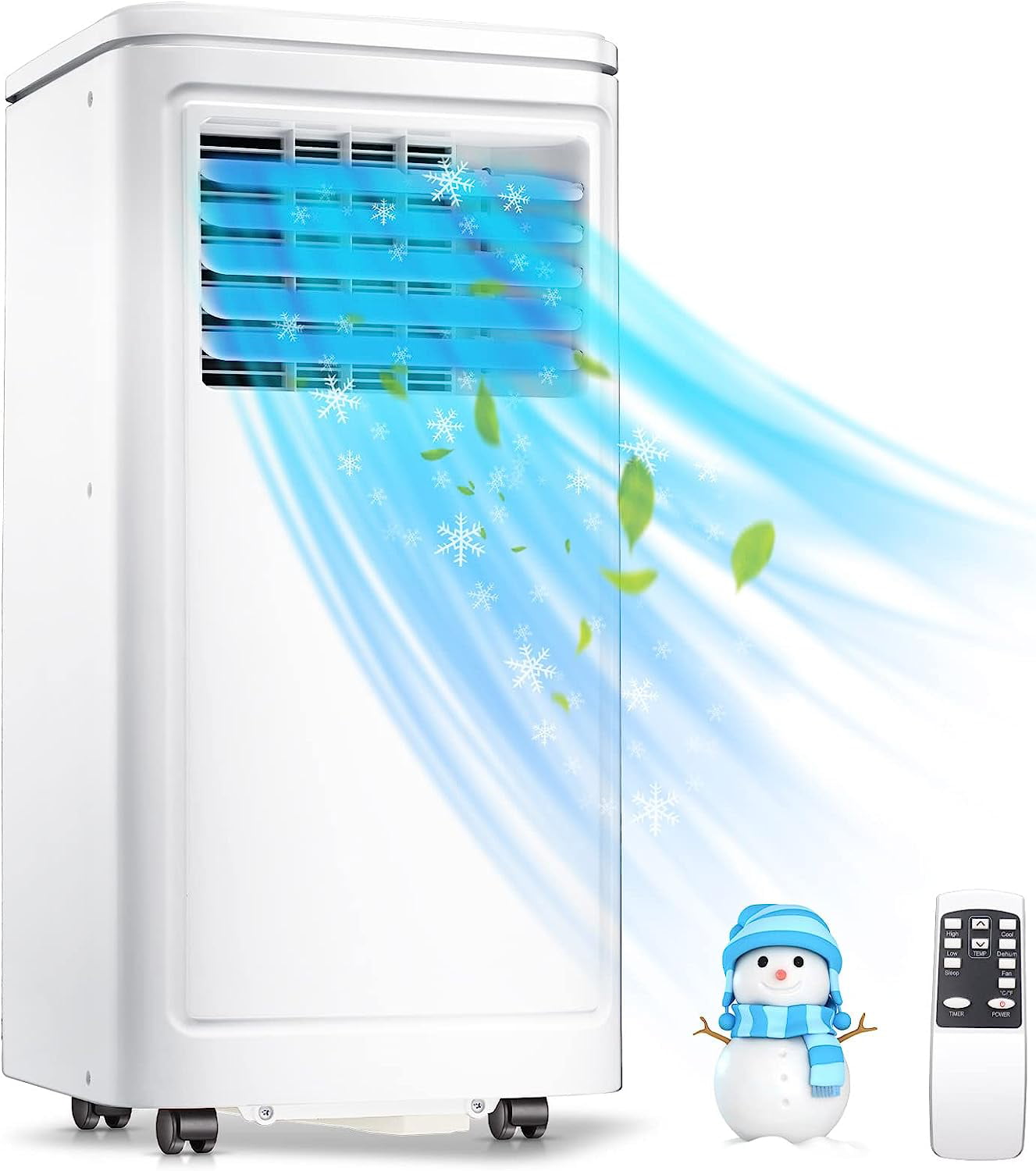 KISSAIR 6000BTU (10000 BTU ASHARE) Portable Air Conditioner. Remote Control. Cools 300sq. ft. Quiet Operation. Window Fan.24H Timer. 2 Fan Speed for Bedroom Office Home Dorm-White