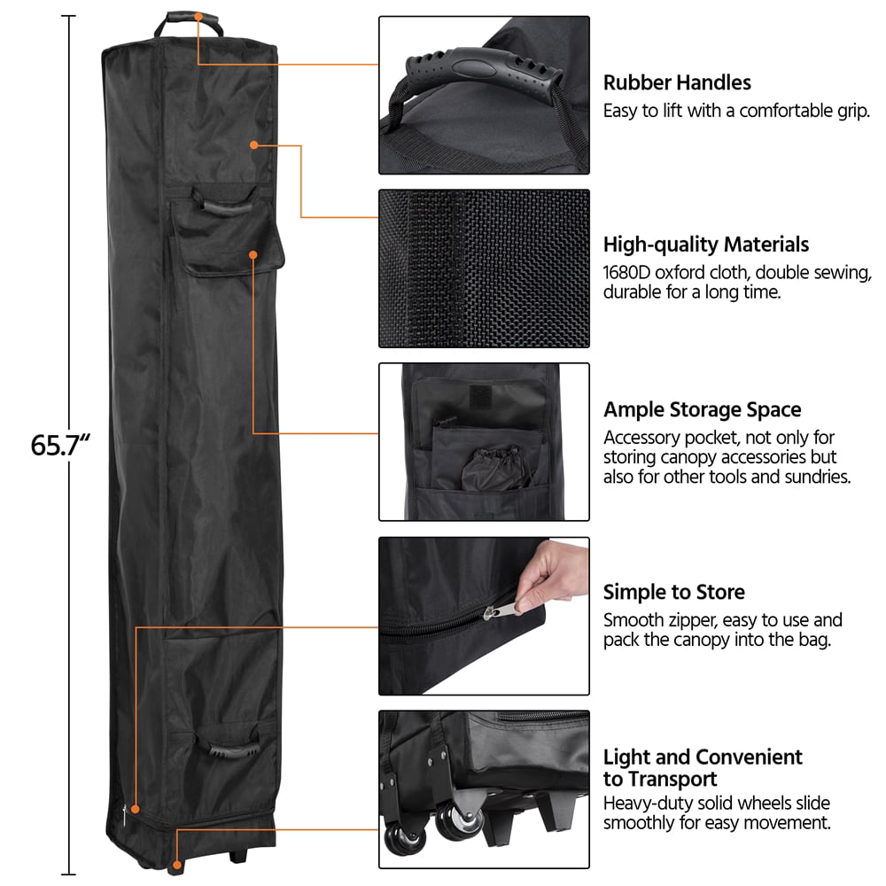 SMILE MART 10′ x 10′ Enclosed Outdoor Canopy with Wheeled Carry Bag. Black