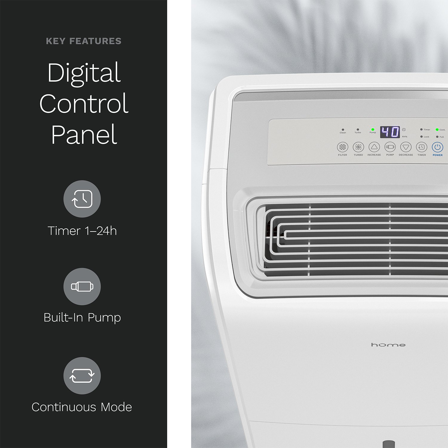 hOmeLabs 4.000 Sq. Ft Energy Star Dehumidifier with Pump – Ideal for Bedrooms. Basements. Bathrooms. and Laundry Rooms – with Digital Control Panel. 24 Hr Timer. and Overheat Protection