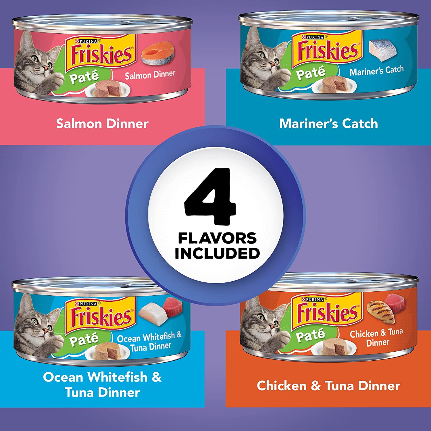 Purina Friskies Pate Wet Cat Food Variety Pack. Seafood & Chicken Pate Favorites - (40) 5.5 oz. Cans