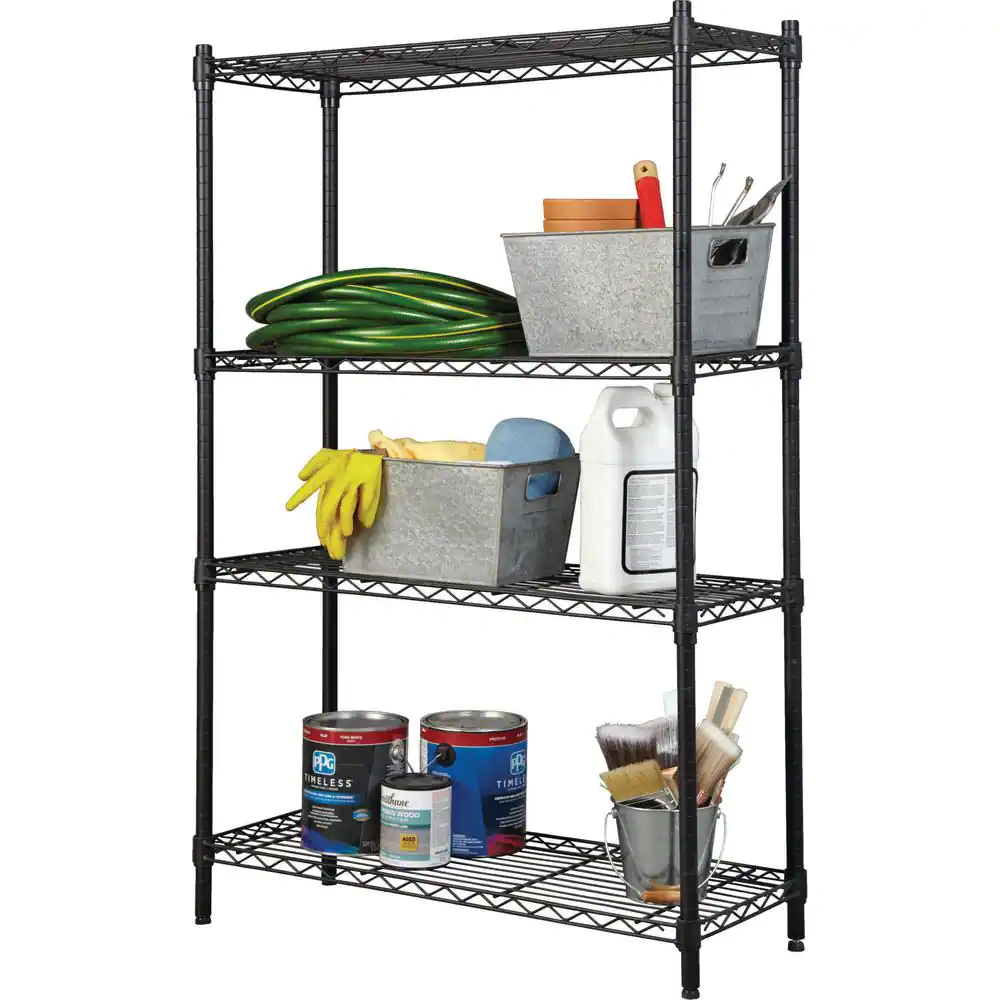 HDX 4-Tier Steel Wire Shelving Unit in Black (36 in. W x 54 in. H x 14 in. D)