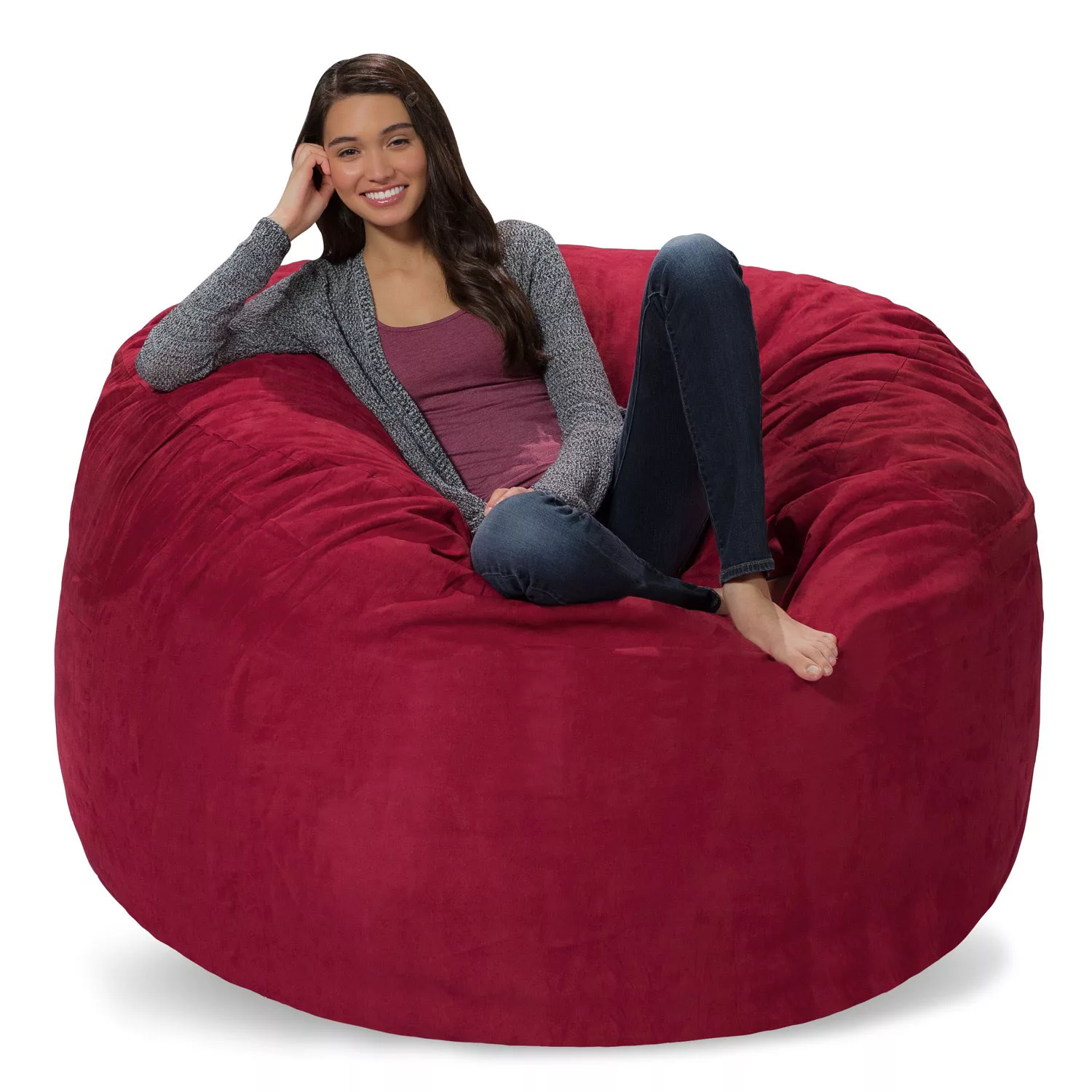 Comfy Sacks 5 ft Memory Foam Bean Bag Chair. Merlot Cords