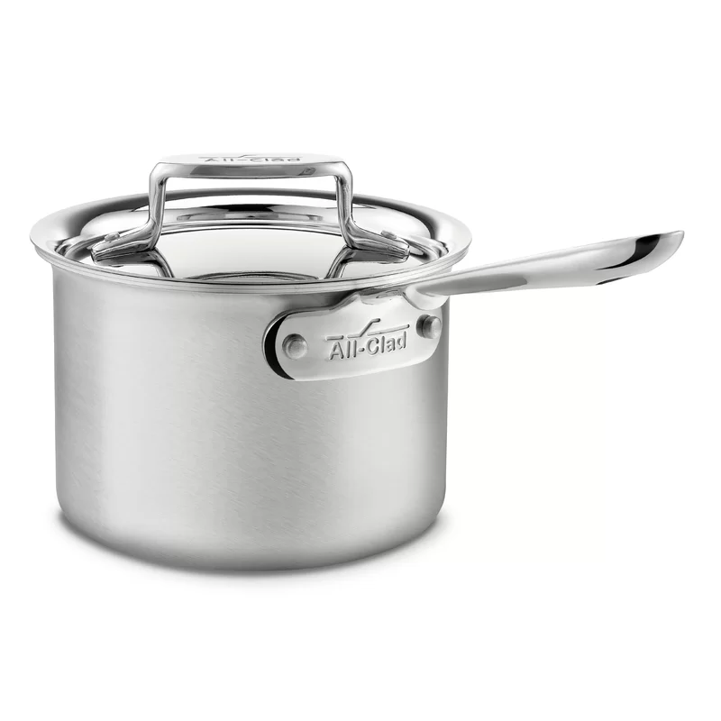 All-Clad BD55204 D5 Stainless Steel Sauce Pan Cookware. 4-Quart. Silver