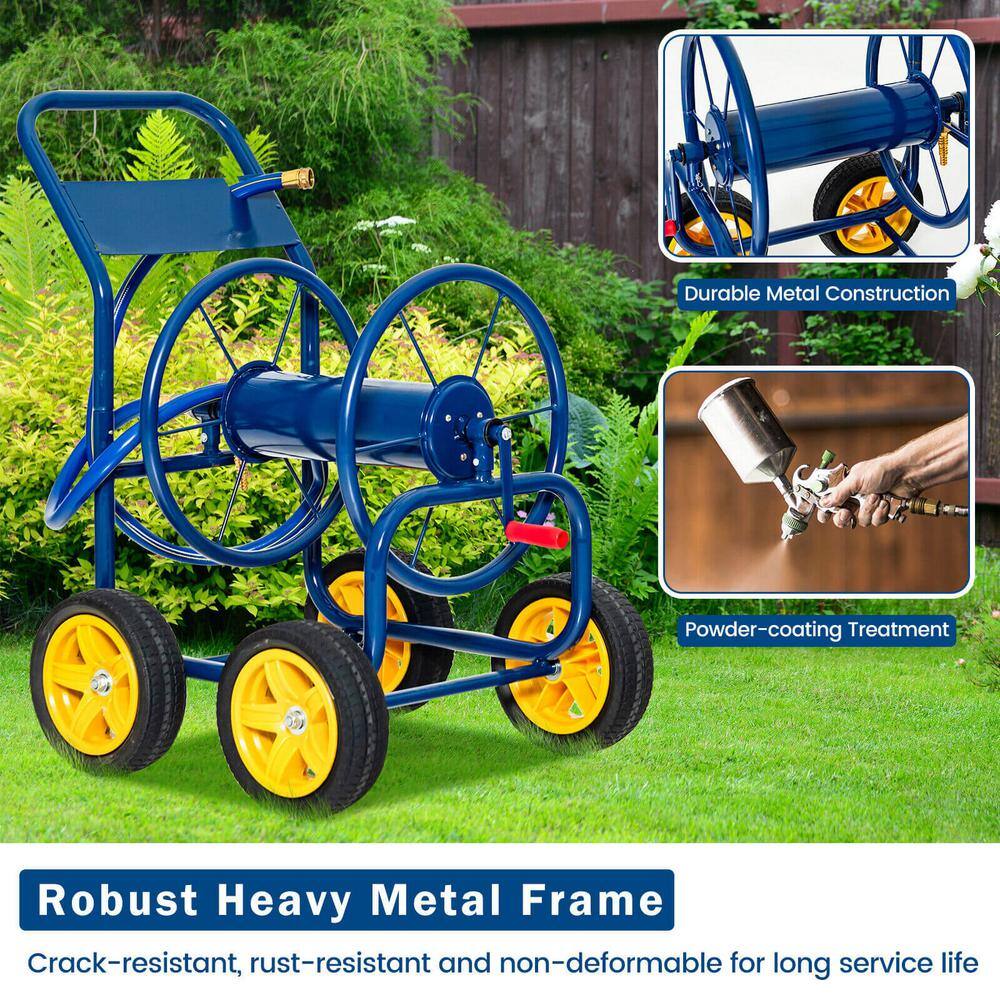 ANGELES HOME 398CKGT19NY Blue Garden Hose Reel Cart Holds 330 ft. of 3/4 in. or 5/8 in. Hose