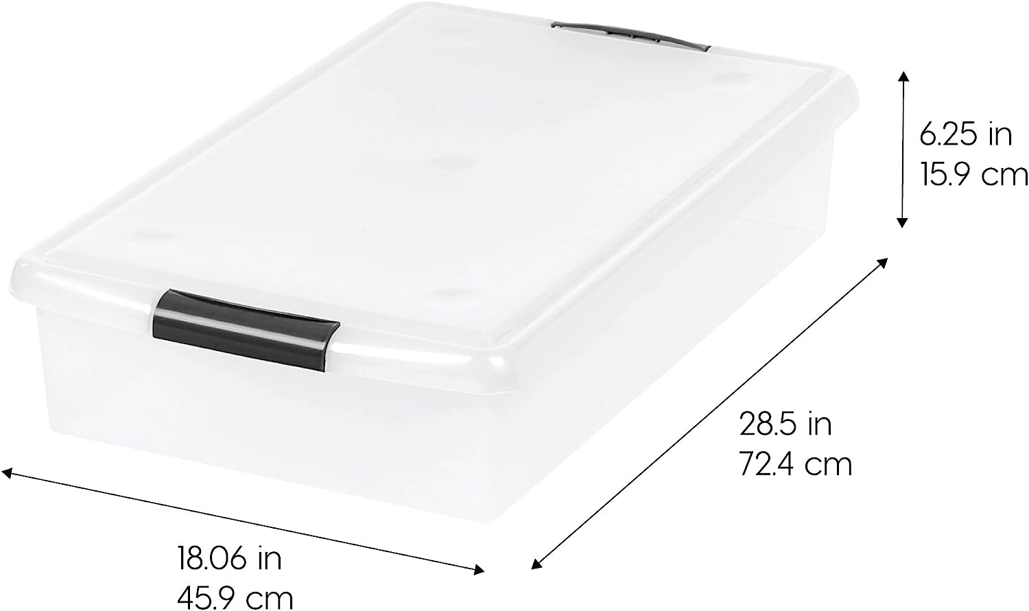 IRIS USA 40 Qt. Under Bed Plastic Storage Container with Secure Lids and Durable Buckles. 4-Pack - Pearl. Stackable Nestable Multi-Purpose Organizer for Clothes Shoes Duvets Bedding. Large