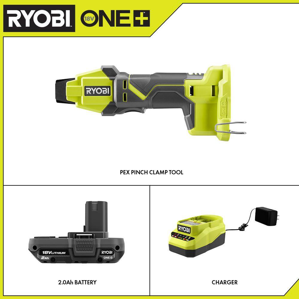 RYOBI P660-PSK005 ONE+ 18V Cordless PEX Tubing Clamp Tool and 2.0 Ah Compact Battery and Charger Starter Kit