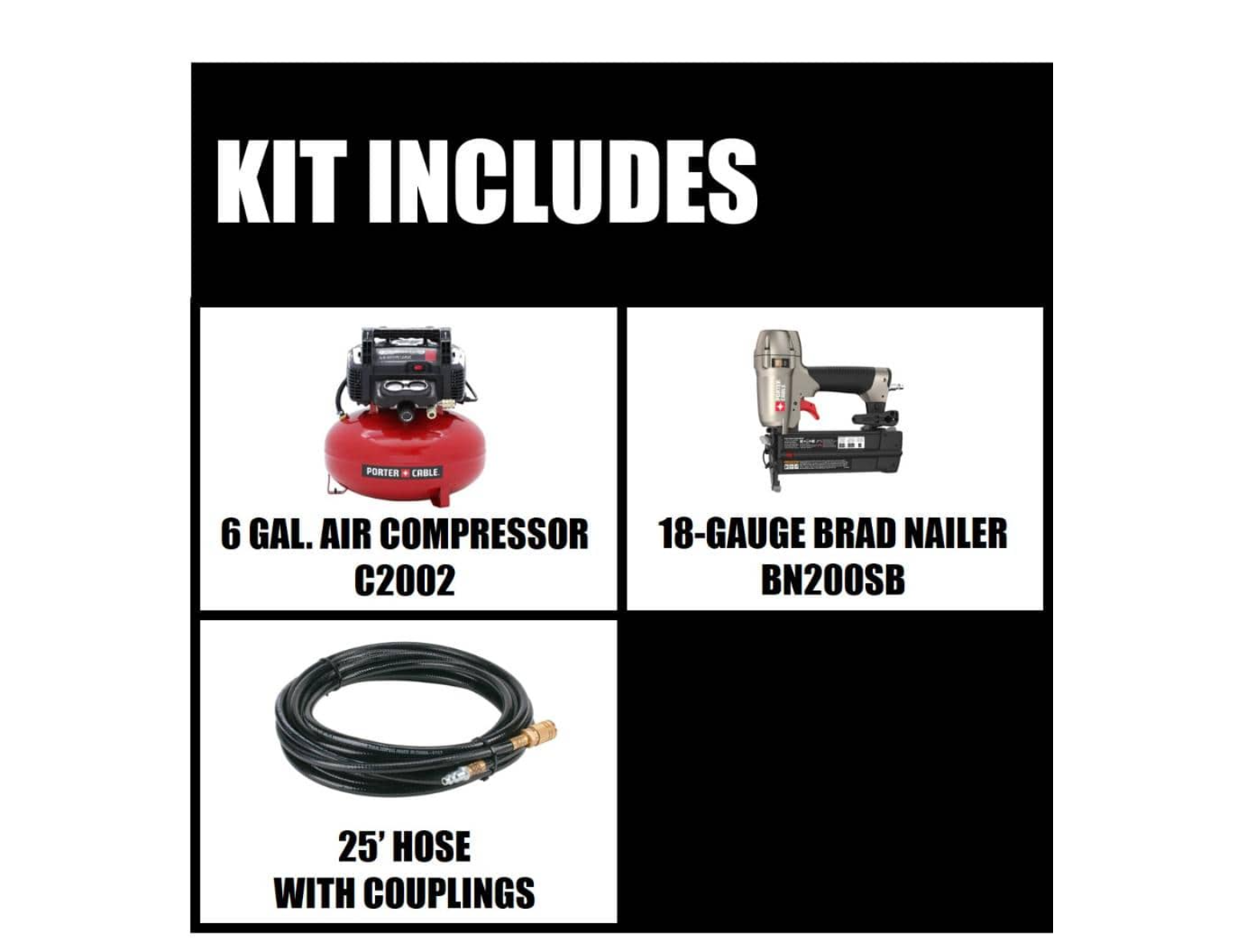 Porter-Cable PCFP12236 6 Gal. 150 PSI Portable Electric Air Compressor and 18-Gauge Brad Nailer Combo Kit (1-Tool)