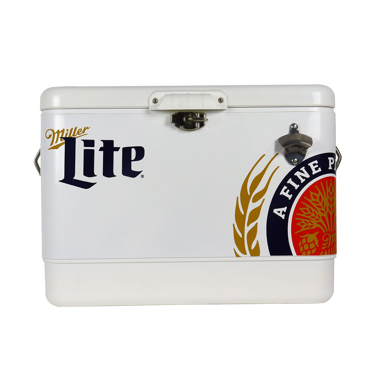 Miller Lite 85 Cans Ice Chest Cooler with Bottle Opener. 51L (54 Qt). White