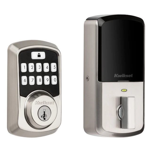 Kwikset  Aura Satin Nickel Bluetooth Compatibility Single Cylinder Electronic Deadbolt Lighted Keypad