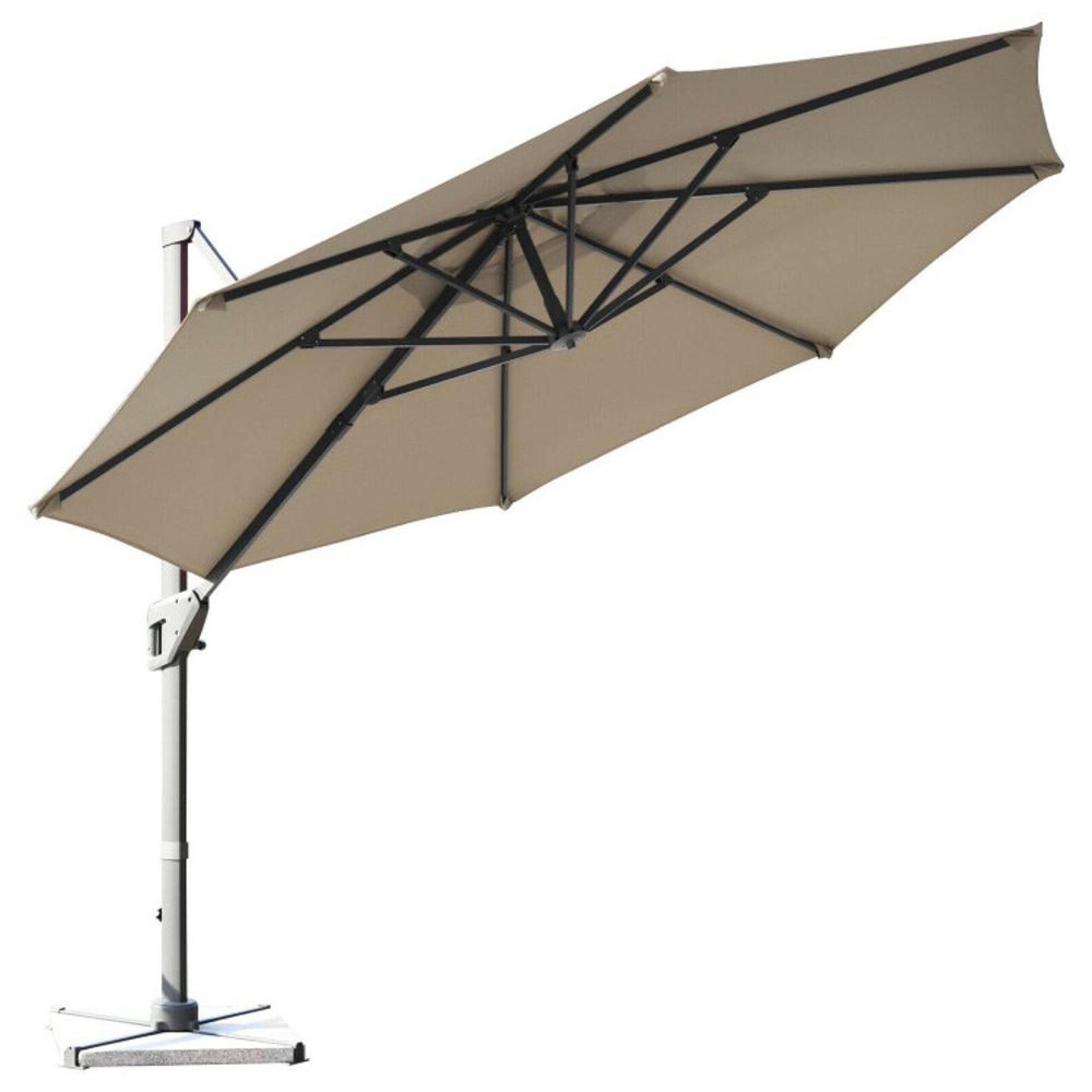 Clihome 11 Ft Patio Cantilever Umbrella Outdoor Offset Umbrella with 360 degree Rotation and Tilt System Without Weight Base