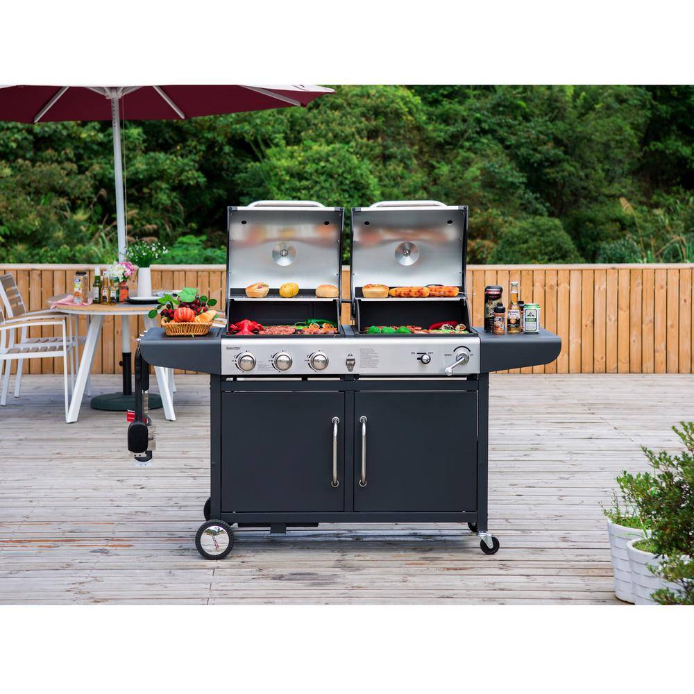 Royal Gourmet ZH3002N 3-Burner Propane Gas and Charcoal Combo Grill in Black