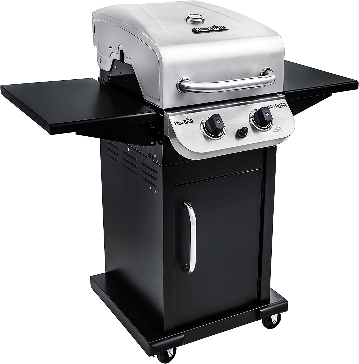 Char-Broil 463673519 Performance Series 2-Burner Cabinet Liquid Propane Gas Grill. Stainless Steel
