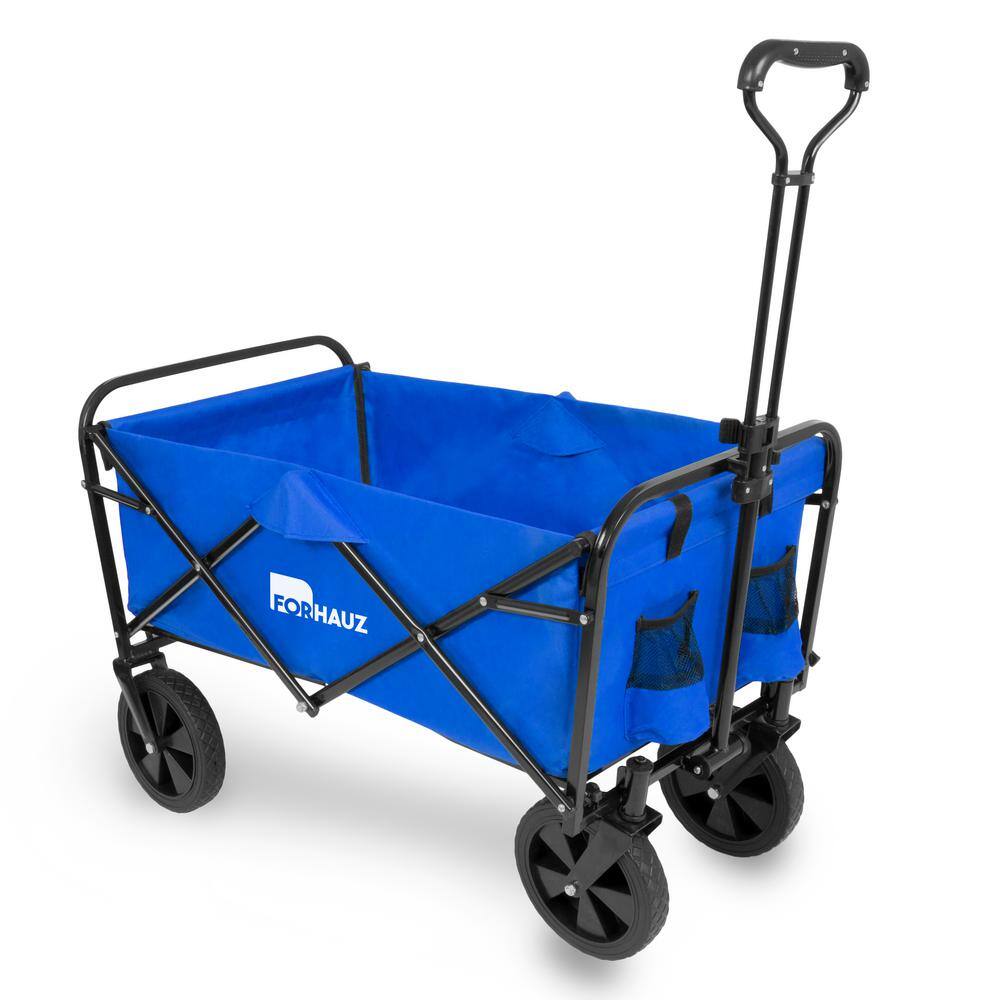 FORHAUZ hg-1199-fw-blue 3.88 cu.ft. 600D double-layer Oxford Fabric Steel Frame Outdoor Garden Cart Collapsible Folding Wagon. Blue