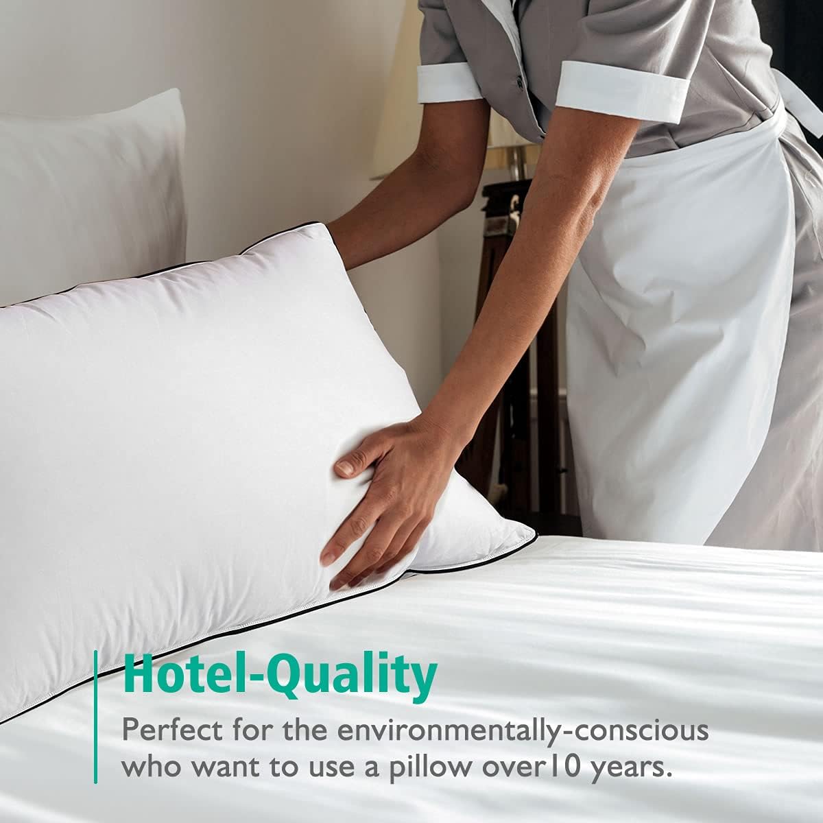 APSMILE Goose Feather Down Pillows -Set of 2 Soft Bed Pillows for Sleeping 100% Organic Cotton King Size Hotel-Quality Pillows Insert for Stomach/Back Sleepers