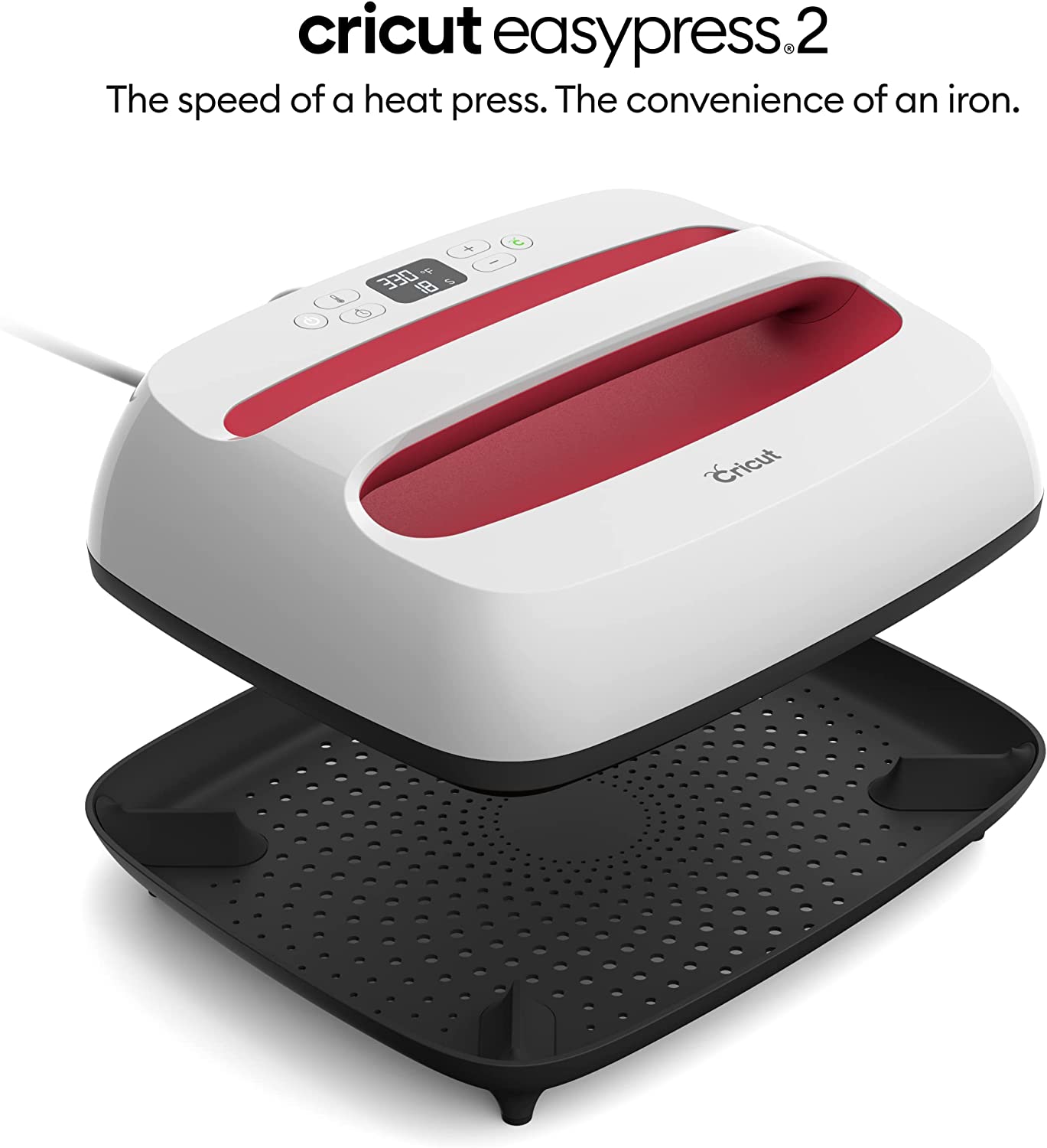 Cricut EasyPress 2 Heat Press Machine (12 in x 10 in). Ideal for T-Shirts. Tote Bags. Pillows. Aprons & More. Precise Temperature Control. Features Insulated Safety Base & Auto-Off. Raspberry