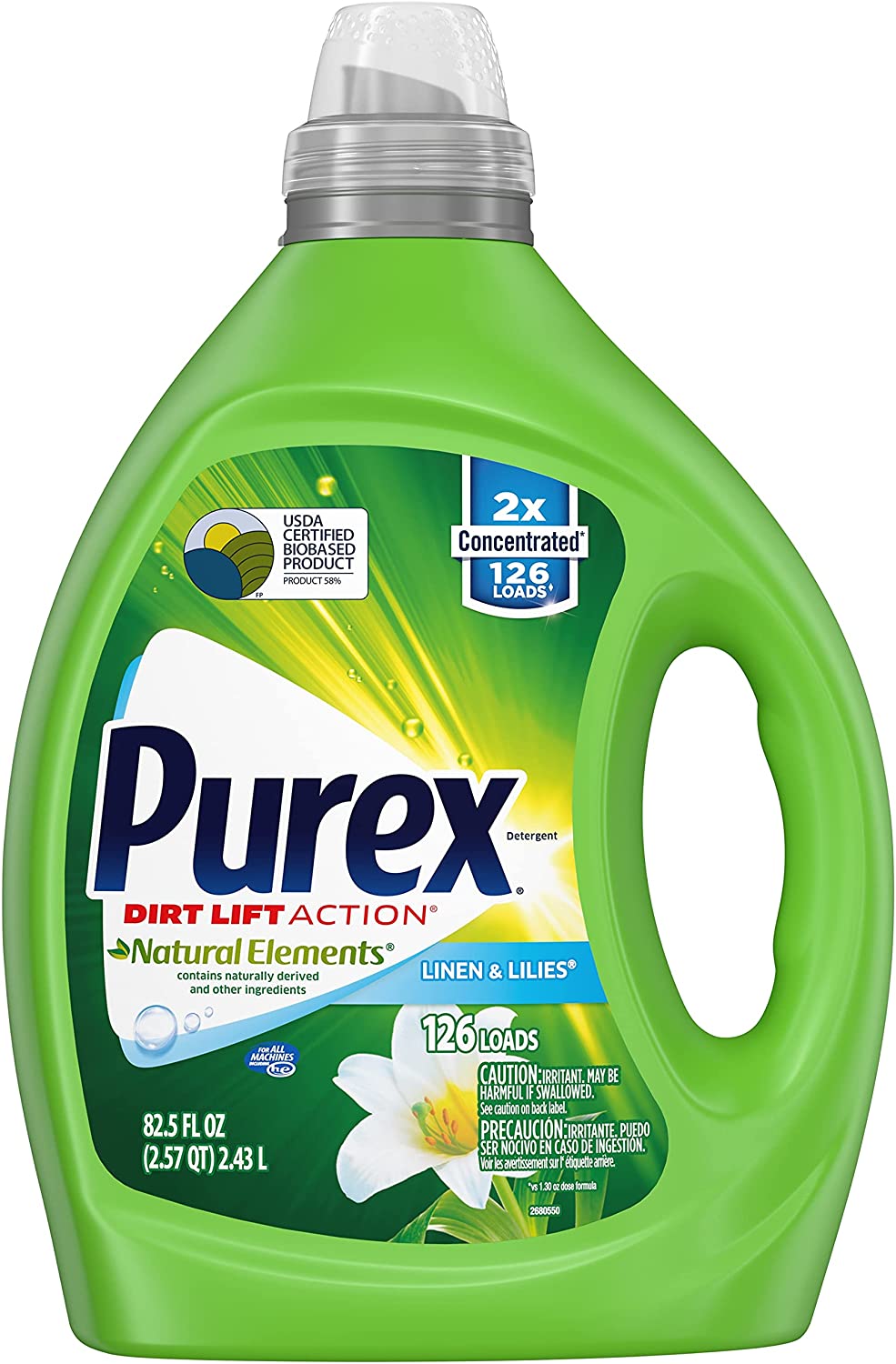 Purex Liquid Laundry Detergent. Natural Elements Linen & Lilies. 2X Concentrated. 2 Count