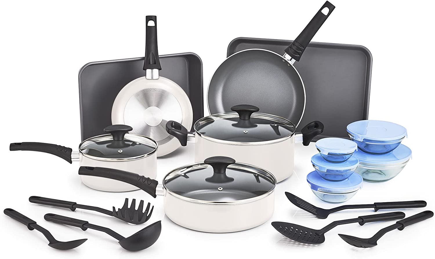 BELLA 21 Piece Cook Bake and Store Kitchen Essentials Set. White