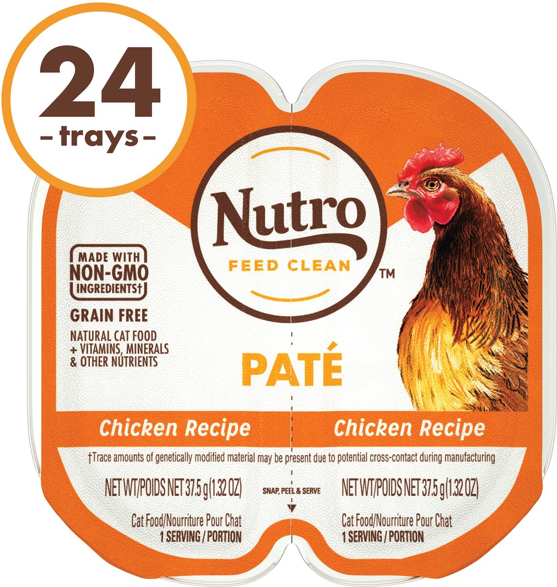 Nutro Perfect Portions Grain-Free Chicken Paté Recipe Cat Food Trays 2.6-oz case of 24 twin-packs
