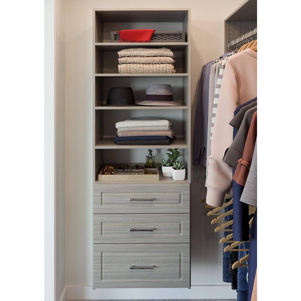 Closet Evolution GR66 25 in. W Rustic Grey Modern Raised Premier Wood Closet System