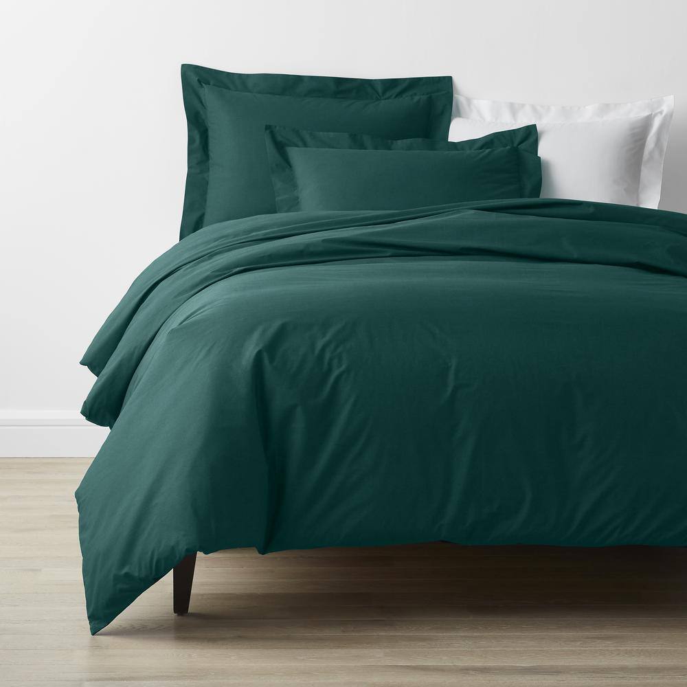 The Company Store  Company Cotton Hunter Green King Cotton Percale Duvet Cover - Hunter Green