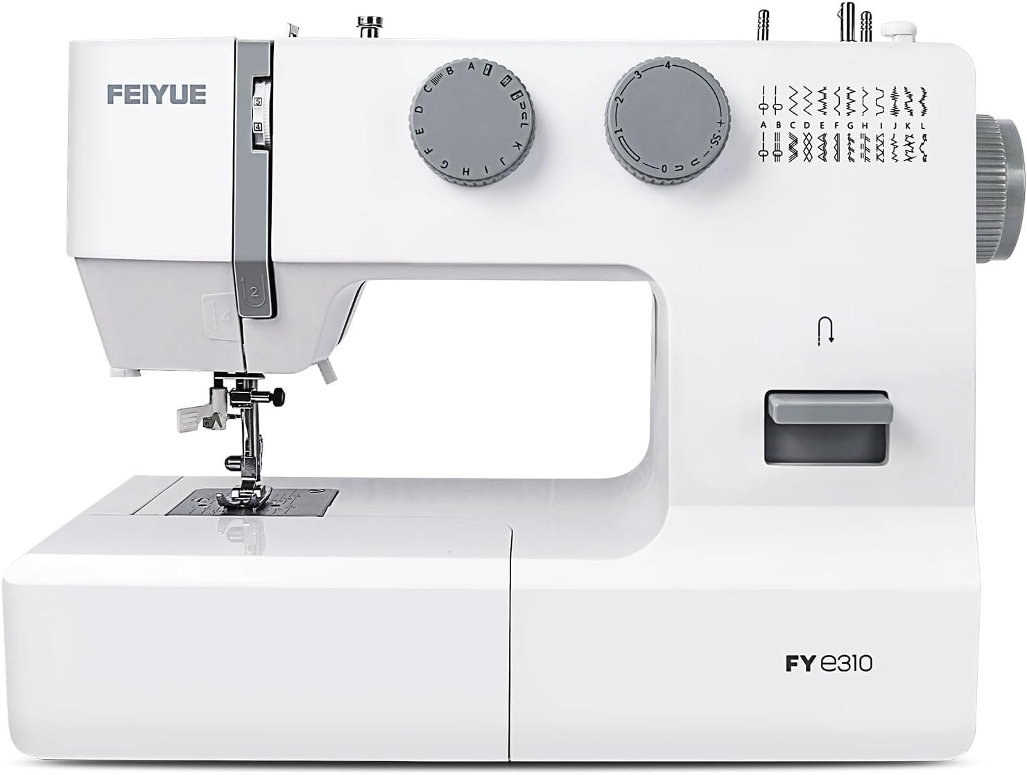 FEIYUE FYe310. Sewing Machine with Accessory Kit. 105 Stitch Applications. 100W Servo Motor. Heavy Duty Interior Metal Frame. Dual LED Lights. Easy to Use (White)