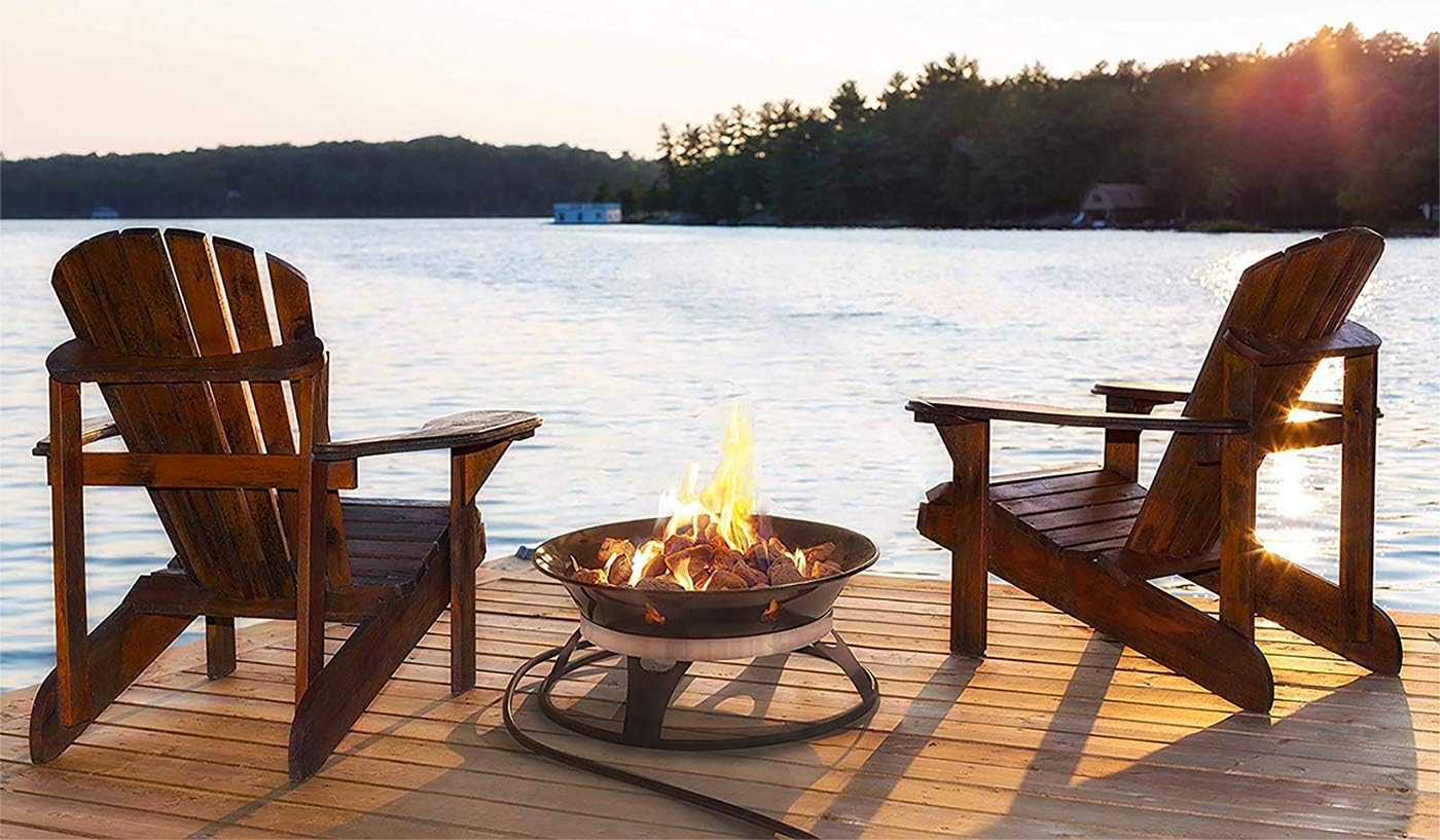 Outland Living Portable Propane Fire Pit. 21-inch. 58.000 BTU with Fire Pit Cover & Carry Kit. Smokeless Gas Firebowl | Perfect for Camping. Patio. Backyard. Tailgating. Deck. RV| Black 863 Cypress