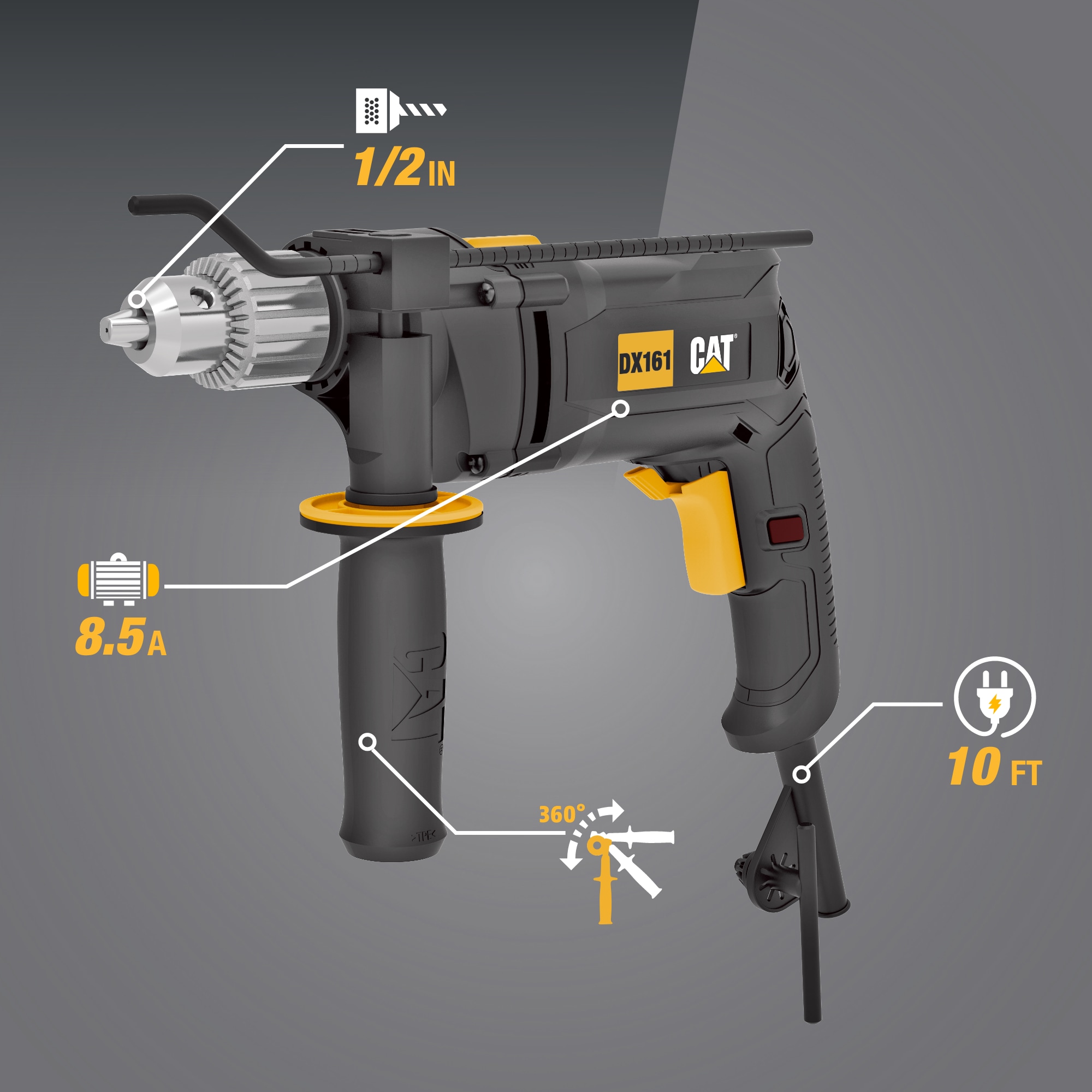 Cat 1/2-in Corded Drill
