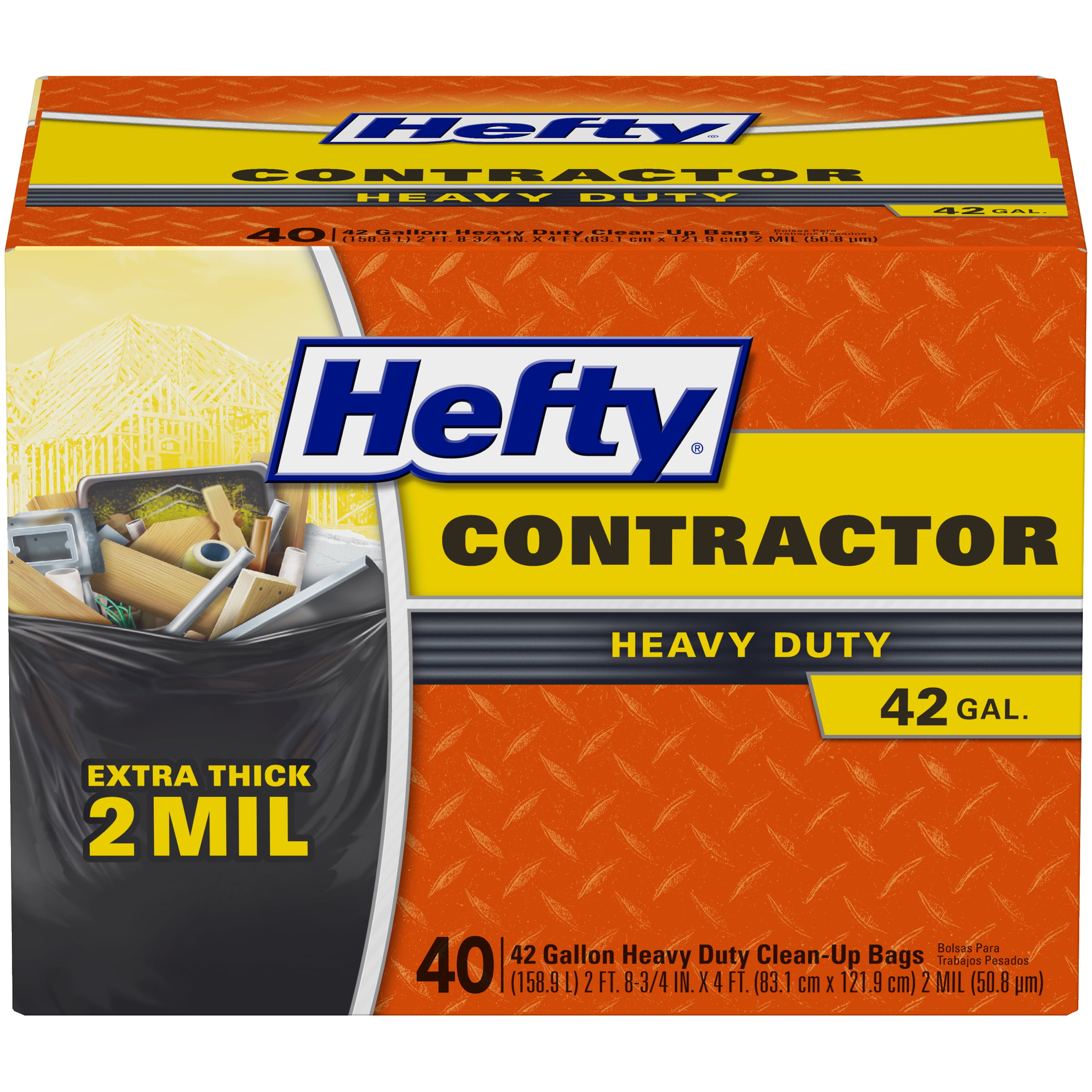 Hefty Heavy Duty Contractor Extra Large Trash Bags. 42 Gallon. 40 Count